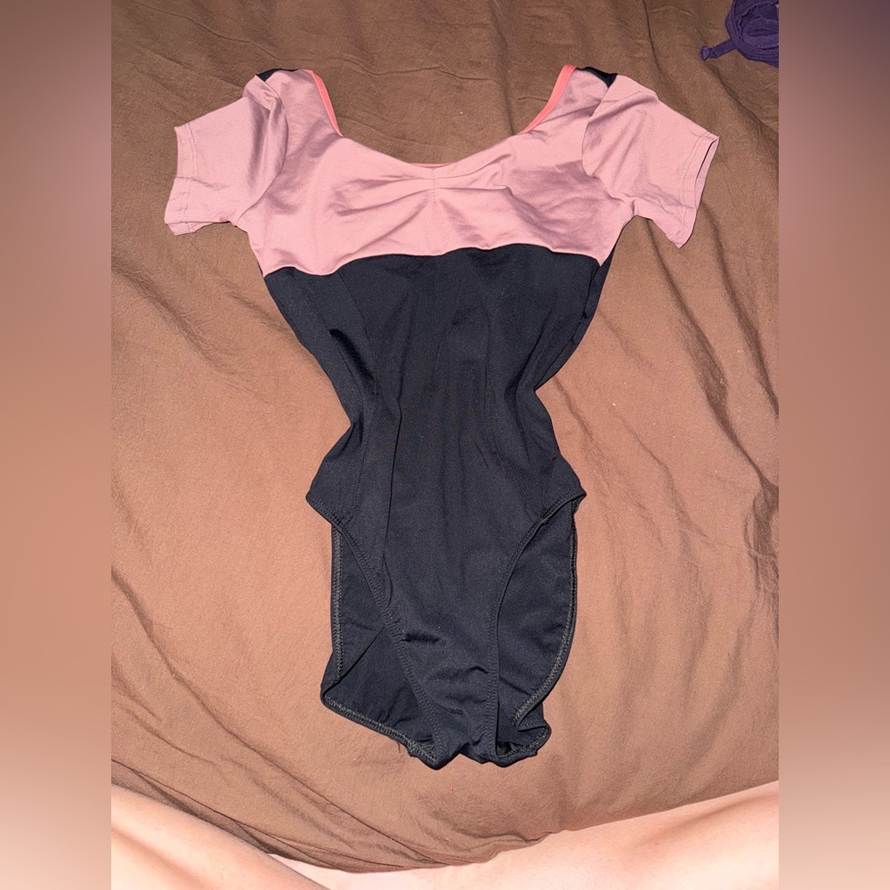 Pink and Black Compression Ballet Rosa Leotard - Small